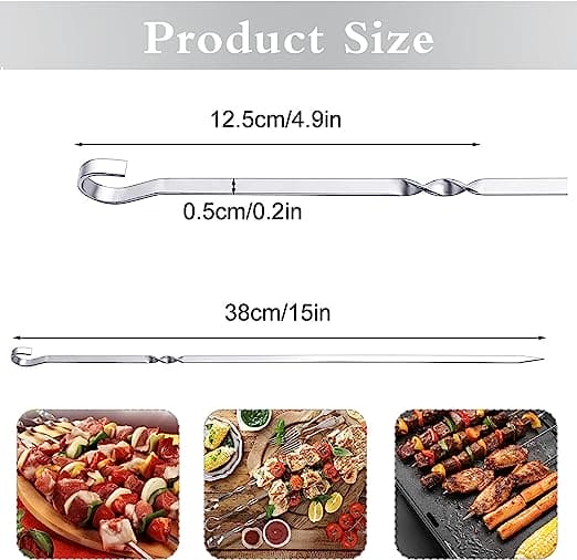 Set Of 5 Reusable BBQ Skewers, Roasting Needle Roasting Tool Brochettes Tong, Kabab Skewers Stick For Outdoor, Picnic Skewers Set Of 5 Reusable BBQ Skewers, Roasting Needle Roasting Tool Brochettes Tong, Kabab Skewers Stick For Outdoor, Picnic Skewers